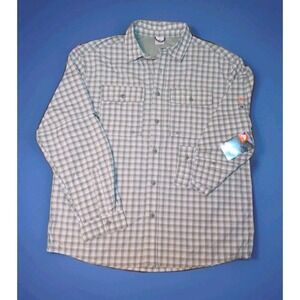 Fishing Shirt Mens Long Sleeve Medium Vented Plaid Outdoor Stretch Lightweight